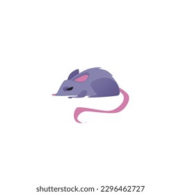 Cunning gray rat with long tail flat style, vector illustration isolated on white background. Parasite, pest control service target, decorative design element