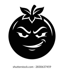 Cunning and mischievous tomato fruit vector character with smirk expression mischievous character vegetable