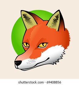 Cunning red fox. Vector illustration.