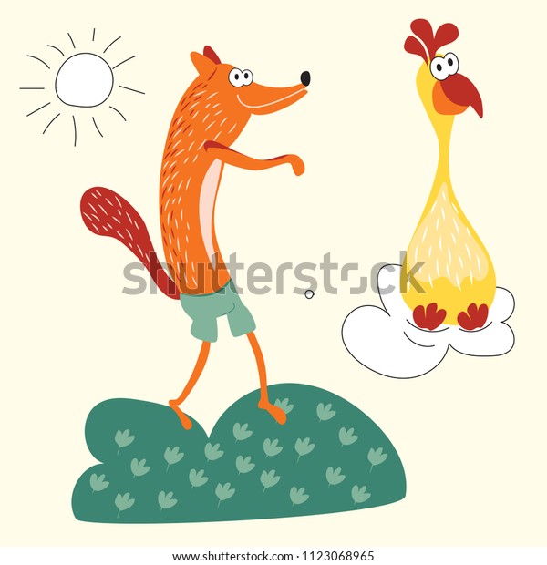 Cunning Red Fox Wants Catch Turkey Stock Vector Royalty Free