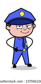 Cunning Smile - Retro Cop Policeman Vector Illustration