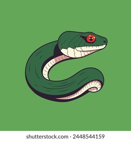 Cunning Snake Flat Vector Illustration Reptile, Sly, Wildlife, Animal, Icon.