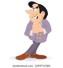 Cunning and treacherous businessman. Funny people. Illustration concept template for website, web landing page, banner, presentation, social, poster, promotion or print media.