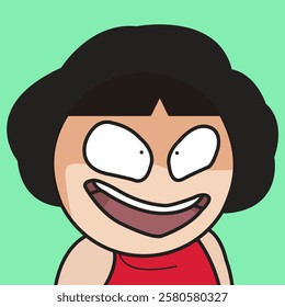 Cunning Young Lady Funny Face Concept Cartoon Character illustration