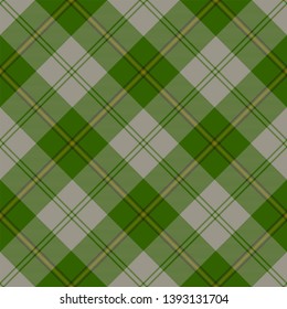 Cunningham Dress Green Dancers Tartan. Tartan imitation for prints on fabric and clothing, interior decoration, Scottish-style websites. Seamless pattern. Diagonal cell.