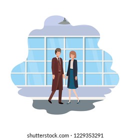 cuople of business with wall and windows