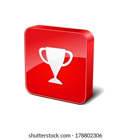 Cup 3d Rounded Corner Red Vector Icon Button