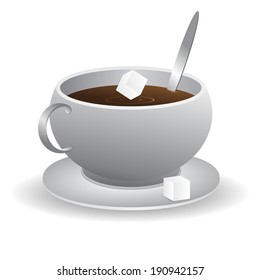 Cup about coffee and sugar