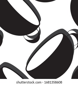 Cup in abstract pattern, seamless vector background.