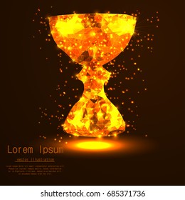 Cup from an abstract polygon in gold. Low poly, vector illustration.
