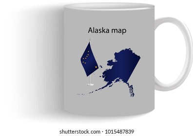 cup with Alaska map and flag design on white background