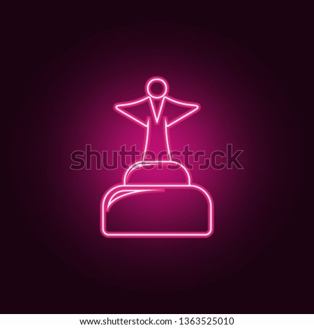 cup with an angel icon. Elements of Sucsess and awards in neon style icons. Simple icon for websites, web design, mobile app, info graphics