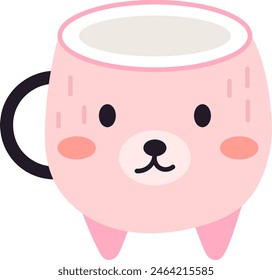 Cup With Animal Face Vector Illustration