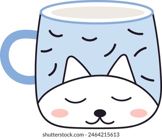Cup With Animal Face Vector Illustration