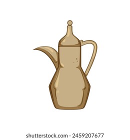 Tasse arabische Teekanne Cartoon. Arabisch Arabisch, Dallah Kessel, Türkisch Saudi Tasse arabische Teekanne Zeichen. Isoliertes Symbol Vektorillustration