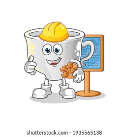 ilustración de cup Architect. vector de caracteres