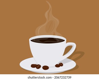 Cup of aromatic black coffee with steam vector illustration