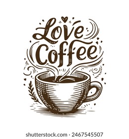 Cup of aromatic coffee, silhouette. flat vector illustration on white background