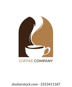 Cup of aromatic coffee, silhouette. flat vector illustration.