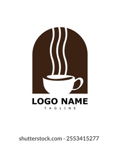 Cup of aromatic coffee, silhouette. flat vector illustration.