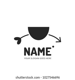 Cup and arrow logotype. Vector template logo design. Business concept icon.