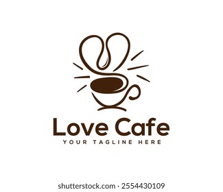 cup  art love heart drink coffee tea vintage logo design template illustration inspiration