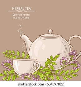 cup of astragalus tea and teapot background