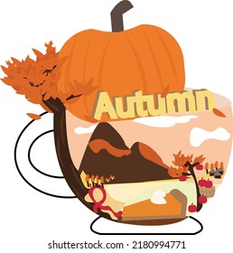 A cup of Autumn a.k.a Fall season. All of Autumn related stuff in a cup. You can use it for your holiday theme and many more