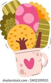 Cup With Autumn Trees Vector Illustration