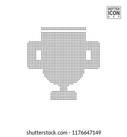 Cup, Award Dot Pattern Icon. Trophy, Prize Dotted Icon Isolated on White. Vector Background, Design Template. Can Be Used for Advertising, Web and Mobile UI.