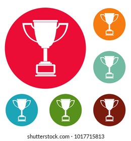 Cup award icons circle set vector isolated on white background