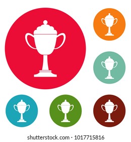 Cup award icons circle set vector isolated on white background