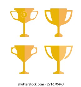 Cup award set vector icons flat
