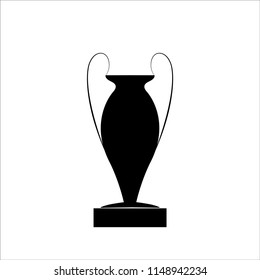 Cup award silhouette. Modern symbol of victory, award achievement sport. Insignia ceremony awarding of winner tournament. Monochrome template for badge, tag. Design element. Vector illustration