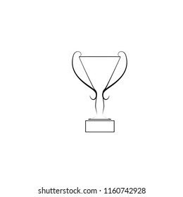 Cup award silhouette. Modern symbol of victory, award achievement sport. Insignia ceremony awarding of winner tournament. Monochrome template for badge, tag. Design element. Vector illustration
