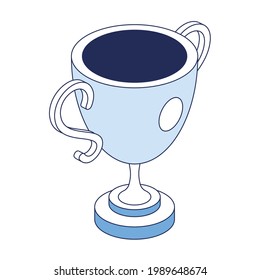 Cup award. Vector 3d line isometric, color web icons, new flat style. Creative design idea for infographics.