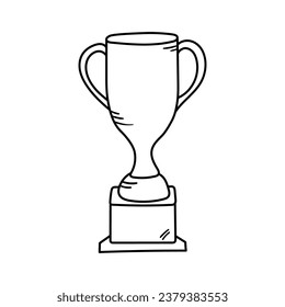Cup award vector icon in doodle style. Symbol in simple design. Cartoon object hand drawn isolated on white background.