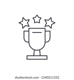 Cup awards line icon concept. Cup awards vector linear illustration, symbol, sign