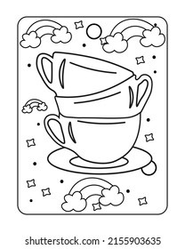 cup Baby toy coloring page, kids coloring page, toy line art design,