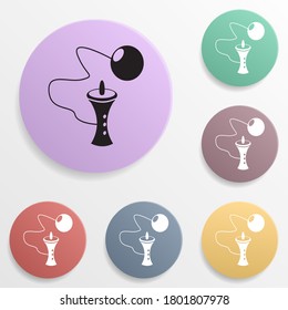 Cup & ball wooden japanese kendama badge color set icon. Simple glyph, flat vector of toys icons for ui and ux, website or mobile application