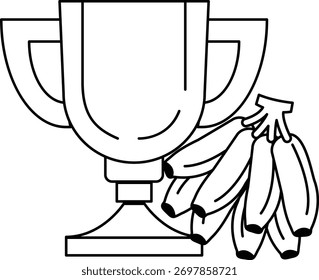 A cup with bananas on top of it. The cup is white and the bananas are yellow. The bananas are arranged in a way that they look like they are spilling out of the cup