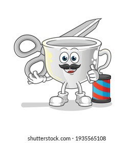 Becher-Friseur-Cartoon. Cartoon-Maskottvektor