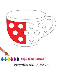 Cup to be colored, the coloring book to educate preschool kids with easy kid educational gaming and primary education of simple game level.
