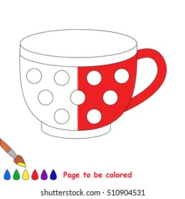 Cup to be colored, the coloring book to educate preschool kids with easy kid educational gaming and primary education of simple game level.