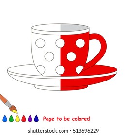 Cup to be colored, the coloring book to educate preschool kids with easy kid educational gaming and primary education of simple game level.