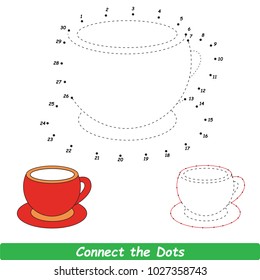 Cup Beautiful. Dot to Dot Educational Game for Kids.