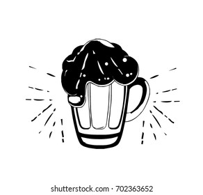 Cup of beer cartoon on white background