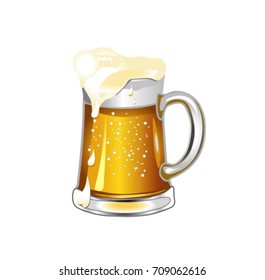 Cup of beer cartoon on white background