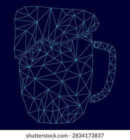 Cup beer low poly triangulation triangulated polygonal electric cyan blue vibrant aqua neon color vector illustration image outline contour line