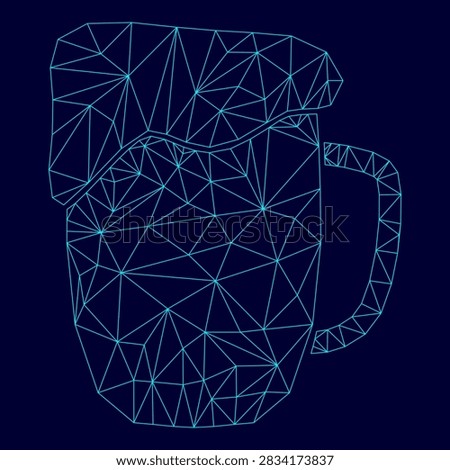 Cup beer low poly triangulation triangulated polygonal electric cyan blue vibrant aqua neon color vector illustration image outline contour line